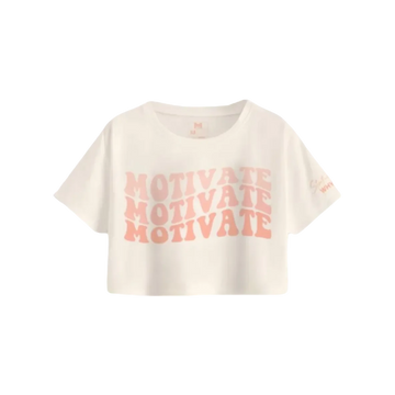 Wavy Motivate Women's Crop Tee Tan