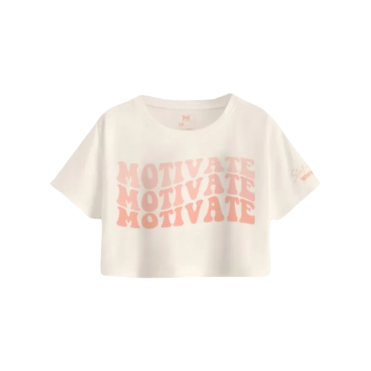 Wavy Motivate Women's Crop Tee Tan